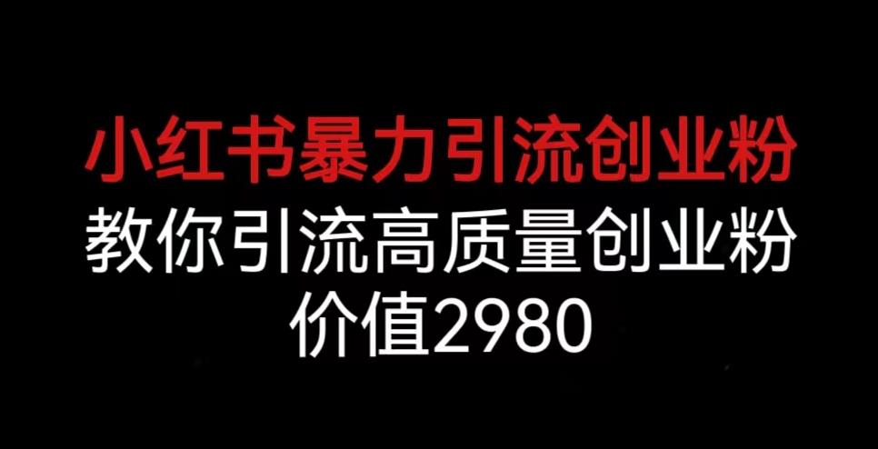 小红书暴力引流创业粉，教你引流高质量创业粉，价值2980【揭秘】 - 白戈学堂-<a href=