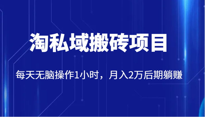 价值2980的淘私域搬砖项目，每天无脑操作1小时，月入2万后期躺赚 - 白戈学堂-<a href=