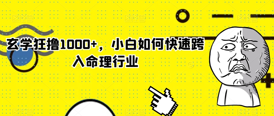 玄学狂撸1000+，小白如何快速跨入命理行业【揭秘】 - 白戈学堂-<a href=