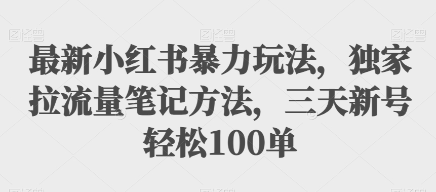 最新小红书暴力玩法，独家拉流量笔记方法，三天新号轻松100单【揭秘】 - 白戈学堂-<a href=