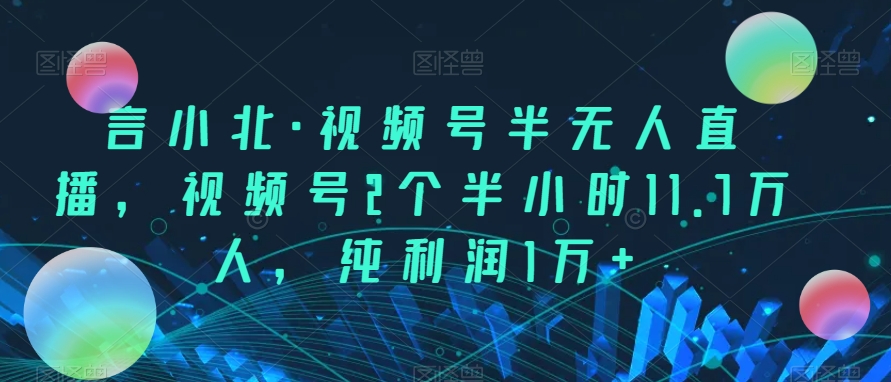 言小北·视频号半无人直播，视频号2个半小时11.7万人，纯利润1万+ - 白戈学堂-<a href=