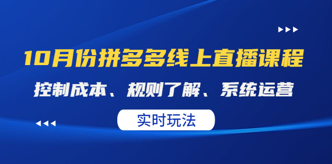 （4140期）某收费10月份拼多多线上直播课： 控制成本、规则了解、系统运营。实时玩法 - 白戈学堂-<a href=