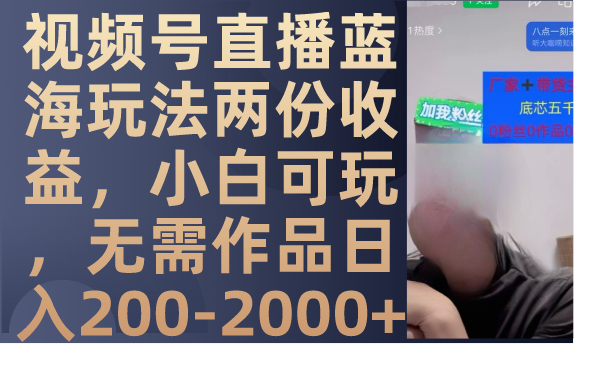 （7635期）视频号直播蓝海玩法两份收益，小白可玩，无需作品日入200-2000+ - 白戈学堂-<a href=