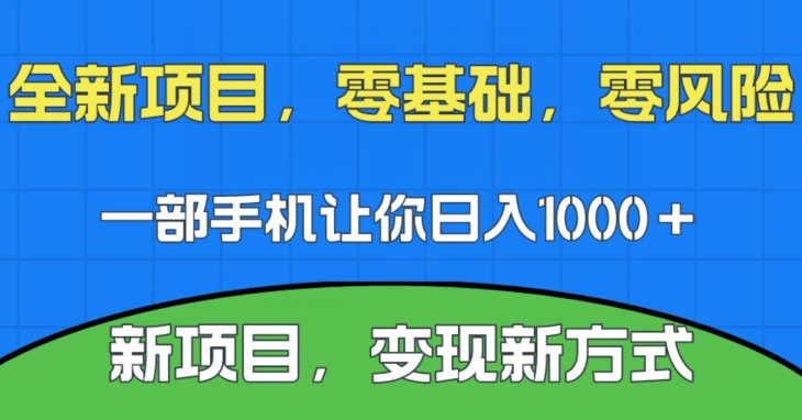 新项目，新平台，一部手机即可日入1000＋，无门槛操作【揭秘】 - 白戈学堂-<a href=