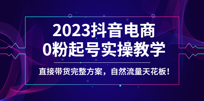 （4698期）2023抖音电商0粉起号实操教学，直接带货完整方案，自然流量天花板 - 白戈学堂-<a href=