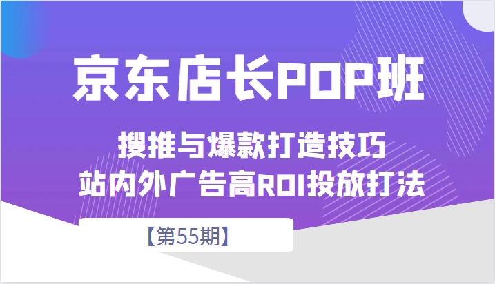 京东店长POP班【第55期】，京东搜推与爆款打造技巧，站内外广告高ROI投放打法 - 白戈学堂-<a href=