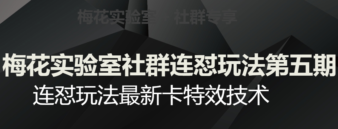 梅花实验室社群连怼玩法第五期，视频号连怼玩法最新卡特效技术 - 白戈学堂-<a href=