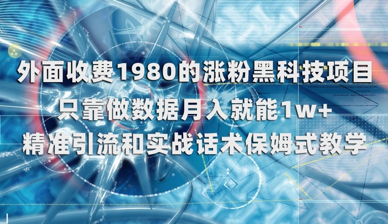 外面收费1980的涨粉黑科技项目，只靠做数据月入就能1w+【揭秘】 - 白戈学堂-<a href=