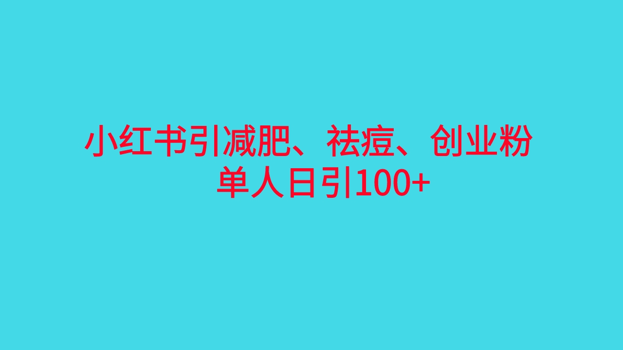 （6799期）小红书精准引流，减肥、祛痘、创业粉单人日引100+（附软件） - 白戈学堂-<a href=