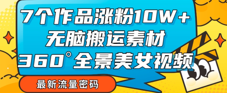 7个作品涨粉10W+，无脑搬运素材，全景美女视频爆款玩法分享【揭秘】 - 白戈学堂-<a href=