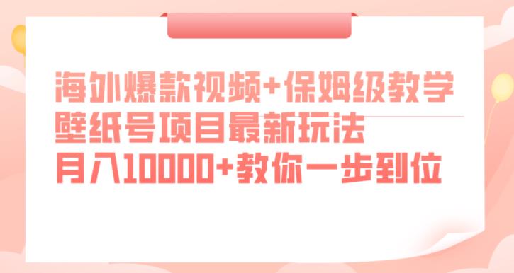 海外爆款视频+保姆级教学，壁纸号项目最新玩法，月入10000+教你一步到位【揭秘】 - 白戈学堂-<a href=