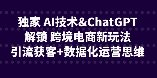 [跨境电商]独家 AI技术&ChatGPT解锁 跨境电商新玩法，引流获客+数据化运营思维 - 白戈学堂-<a href=