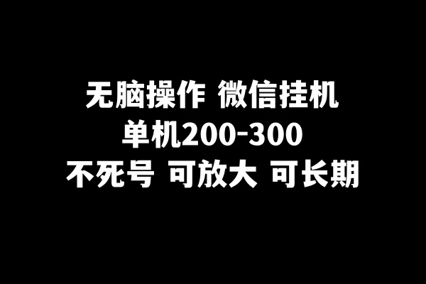 无脑操作微信挂机单机200-300一天，不死号，可放大 - 白戈学堂-<a href=