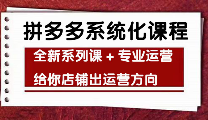 （4259期）车神陪跑，拼多多系统化课程，全新系列课+专业运营给你店铺出运营方向 - 白戈学堂-<a href=