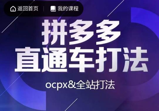 互力·拼多多直通车打法，ocpx&全站打法 - 白戈学堂-<a href=