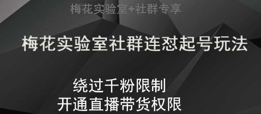 梅花实验室社群连怼起号玩法，视频号绕过千粉限制，开通直播带货权限【揭秘】 - 白戈学堂-<a href=