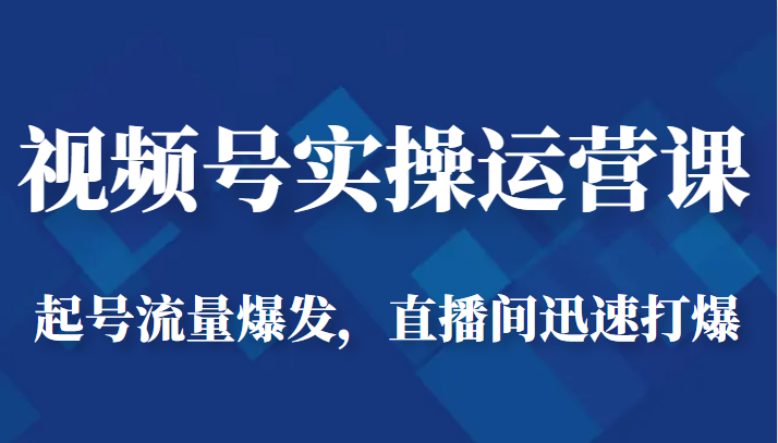 视频号实操运营课-起号流量爆发，直播间迅速打爆 - 白戈学堂-<a href=