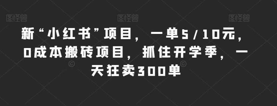 新“小红书”项目，一单5/10元，0成本搬砖项目，抓住开学季，一天狂卖300单【揭秘】 - 白戈学堂-<a href=