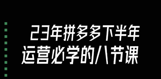 大牙·23年下半年拼多多运营必学的八节课（18节完整） - 白戈学堂-<a href=