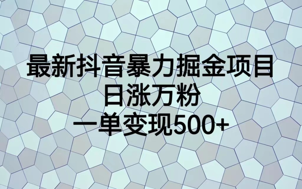 最新抖音暴力掘金项目，日涨万粉，一单变现500+ - 白戈学堂-<a href=