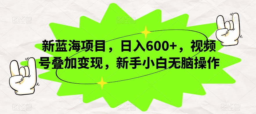 新蓝海项目，日入600+，视频号叠加变现，新手小白无脑操作【揭秘】 - 白戈学堂-<a href=