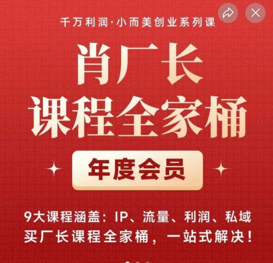 肖厂长课程全家桶，​9大课程涵盖:IP、流量、利润、私域、买厂长课程全家桶，一站式解决！ - 白戈学堂-<a href=