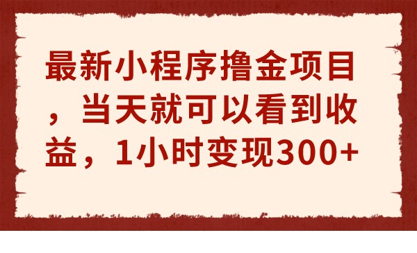 最新小程序撸金项目，当天就可以看到收益，1小时变现300+ - 白戈学堂-<a href=