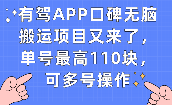 （7314期）有驾APP口碑无脑搬运项目又来了，单号最高110块，可多号操作 - 白戈学堂-<a href=