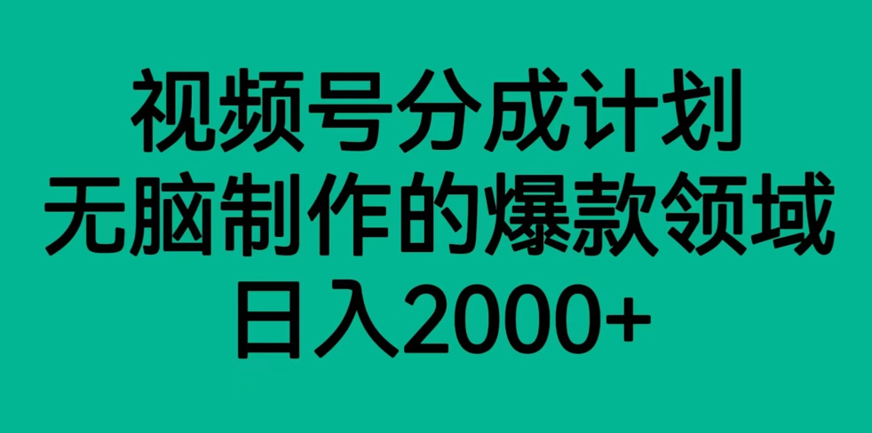 视频号分成计划，轻松无脑制作的爆款领域，日入2000+ - 白戈学堂-<a href=