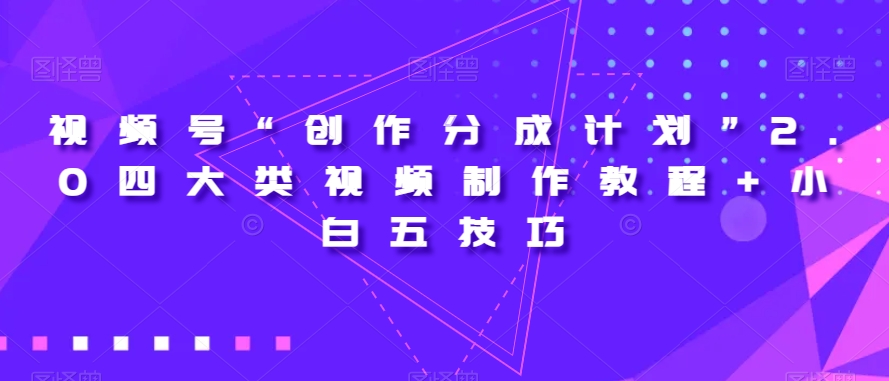 视频号“创作分成计划”2.0四大类视频制作教程+小白五技巧【揭秘】 - 白戈学堂-<a href=