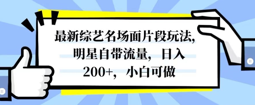 最新综艺名场面片段玩法，明星自带流量，日入200+，小白可做【揭秘】 - 白戈学堂-<a href=