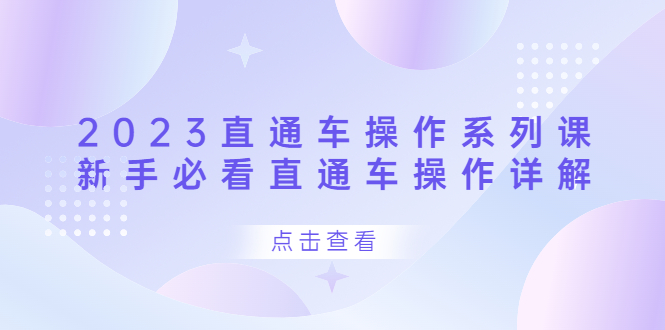 （6766期）2023直通车操作 系列课，新手必看直通车操作详解 - 白戈学堂-<a href=