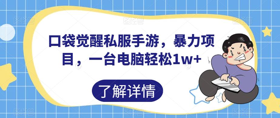 口袋觉醒私服手游，暴力项目，一台电脑轻松1w+【揭秘】 - 白戈学堂-<a href=