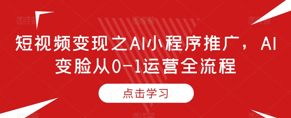 短视频变现之AI小程序推广，AI变脸从0-1运营全流程 - 白戈学堂-<a href=