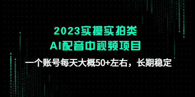 （4674期）2023实操实拍类AI配音中视频项目，一个账号每天大概50+左右，长期稳定 - 白戈学堂-<a href=