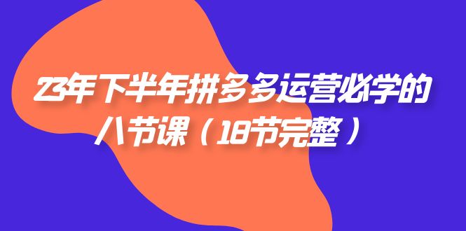 2023年下半年拼多多·运营必学的八节课（18节完整） - 白戈学堂-<a href=