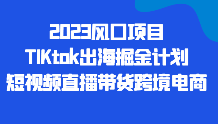 2023风口项目TIKtok出海掘金计划短视频直播带货跨境电商 - 白戈学堂-<a href=