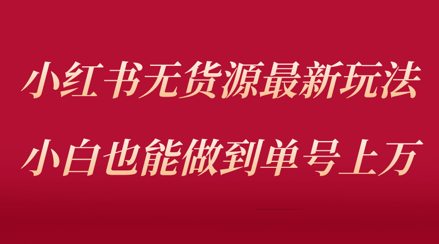 （5646期）小红书无货源最新螺旋起号玩法，电商小白也能做到单号上万（收费3980） - 白戈学堂-<a href=