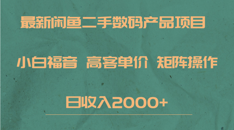 最新闲鱼二手数码赛道，小白福音，高客单价，矩阵操作，日收入2000+ - 白戈学堂-<a href=