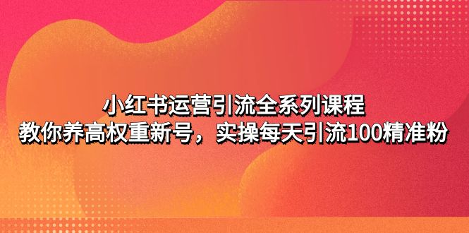 （4950期）小红书运营引流全系列课程：教你养高权重新号，实操每天引流100精准粉 - 白戈学堂-<a href=