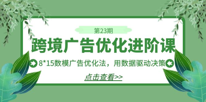 跨境广告·优化进阶课·第23期，8*15数模广告优化法，用数据驱动决策 - 白戈学堂-<a href=