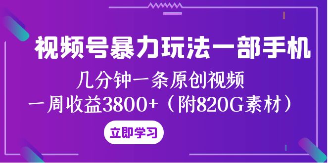 （8017期）视频号暴力玩法一部手机 几分钟一条原创视频 一周收益3800+（附820G素材） - 白戈学堂-<a href=