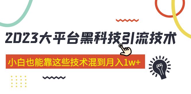 （5138期）价值4899的2023大平台黑科技引流技术 小白也能靠这些技术混到月入1w+29节课 - 白戈学堂-<a href=