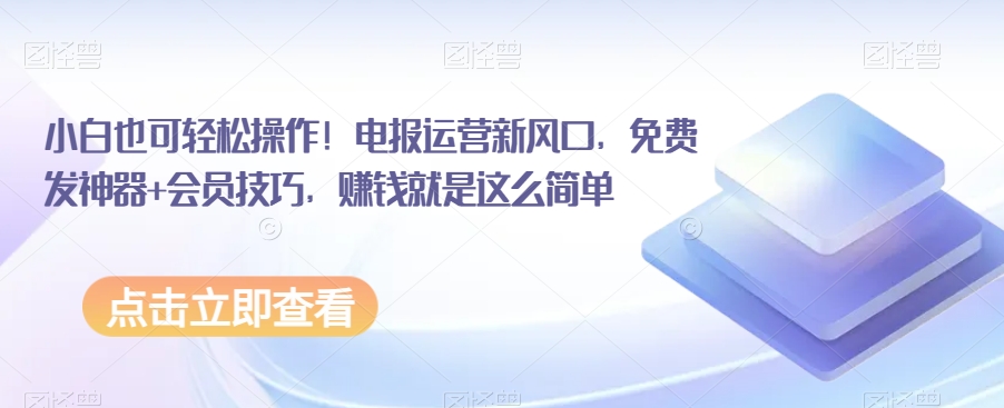 小白也可轻松操作！电报运营新风口，免费发神器+会员技巧，赚钱就是这么简单 - 白戈学堂-<a href=