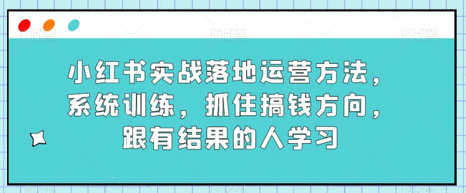 小红书实战落地运营方法，系统训练，抓住搞钱方向，跟有结果的人学习 - 白戈学堂-<a href=