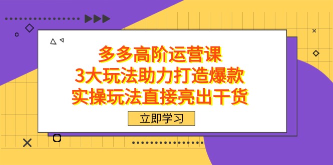 拼多多高阶·运营课，3大玩法助力打造爆款，实操玩法直接亮出干货 - 白戈学堂-<a href=