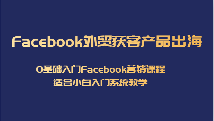 Facebook外贸获客产品出海，0基础入门Facebook营销课程，适合小白入门系统教学 - 白戈学堂-<a href=