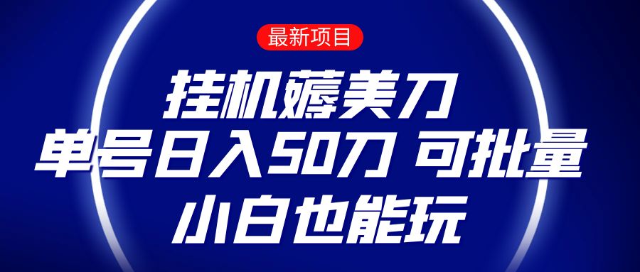 薅羊毛项目 零投入挂机薅美刀 单号日入50刀 可批量 小白也能玩 - 白戈学堂-<a href=