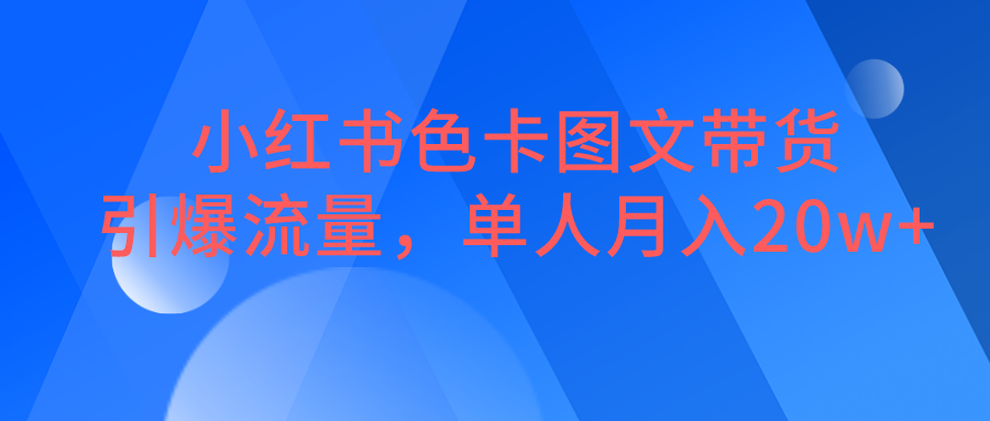 小红书色卡图文带货，引爆流量，单人月入20W+ - 白戈学堂-<a href=