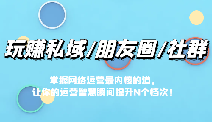 玩赚私域/朋友圈/社群，掌握网络运营最内核的道，让你的运营智慧瞬间提升N个档 - 白戈学堂-<a href=